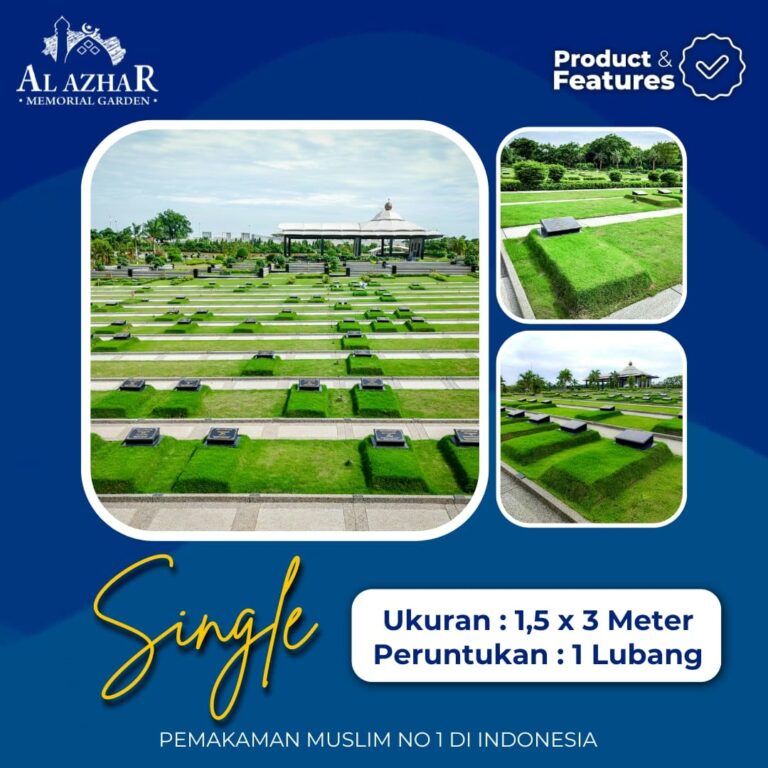 Grafis tipe kavling Single ukuran 1,5 x 3 meter dengan 1 lubang, tampak udara dan gazebo